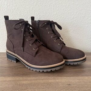 Kensie Chocolate Lace-Up Ankle Booties